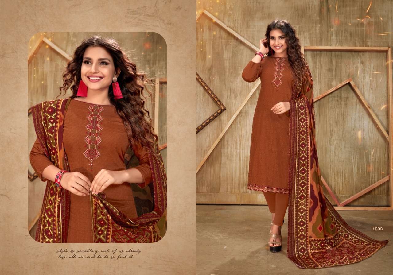 AROHI BY KESARIYA 1001 TO 1008 SERIES BEAUTIFUL SUITS COLORFUL STYLISH FANCY CASUAL WEAR & ETHNIC WEAR CAMBRIC COTTON DIGITAL PRINT WITH EMBROIDERY DRESSES AT WHOLESALE PRICE