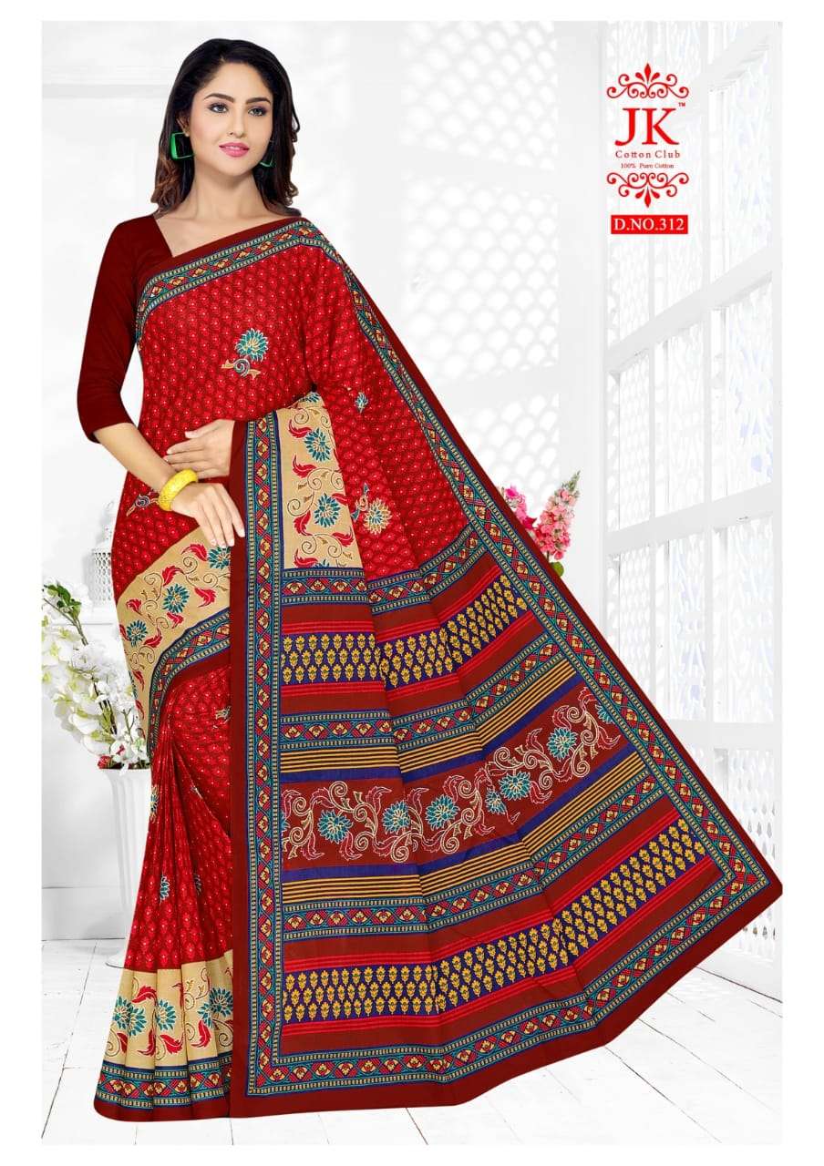 KANGANA VOL-3 BY JK COTTON CLUB 301 TO 312 SERIES INDIAN TRADITIONAL WEAR COLLECTION BEAUTIFUL STYLISH FANCY COLORFUL PARTY WEAR & OCCASIONAL WEAR PURE COTTON SAREES AT WHOLESALE PRICE