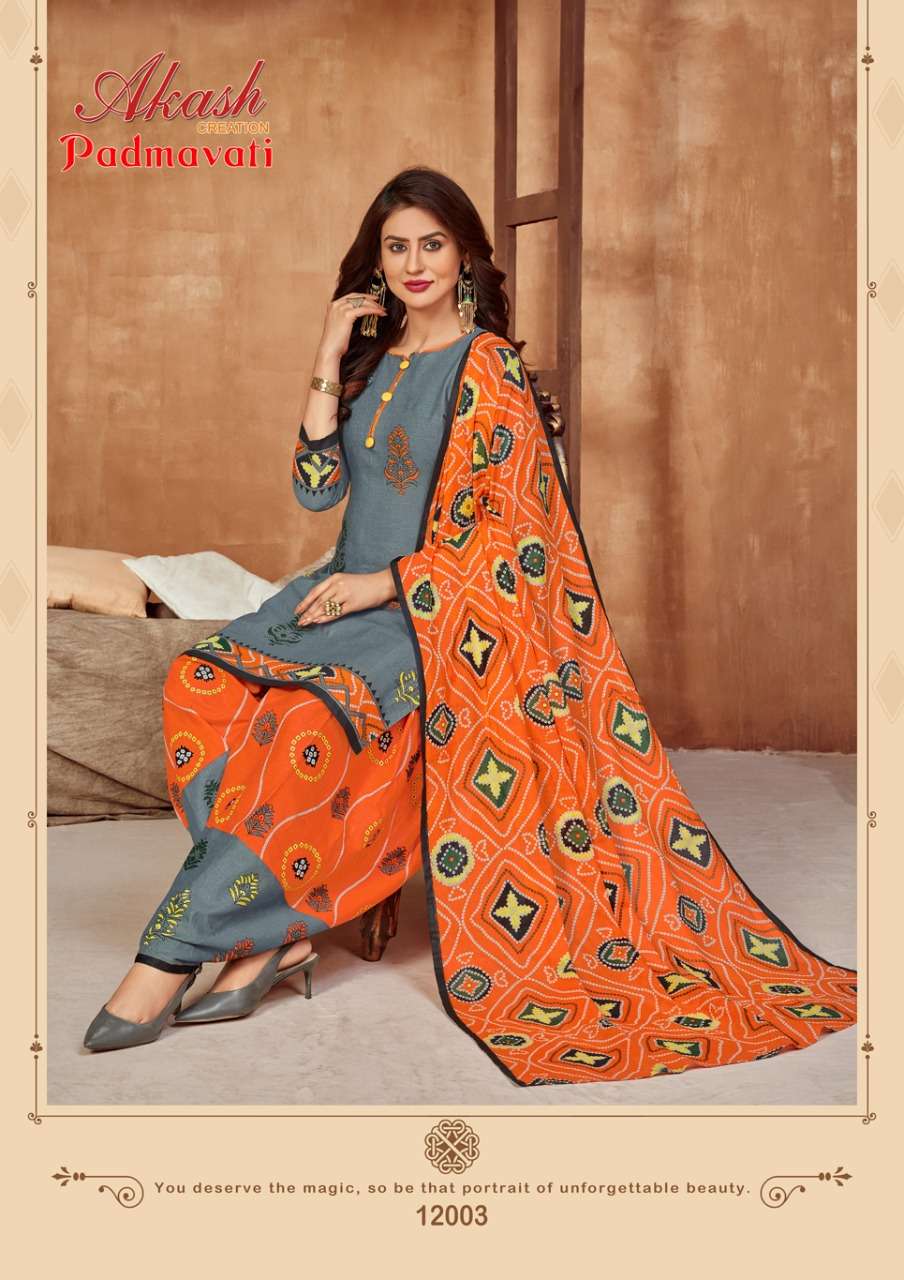 PADMAVATI VOL-12 BY AKASH CREATION 12001 TO 12010 SERIES BEAUTIFUL STYLISH SUITS FANCY COLORFUL CASUAL WEAR & ETHNIC WEAR & READY TO WEAR COTTON PRINTED DRESSES AT WHOLESALE PRICE