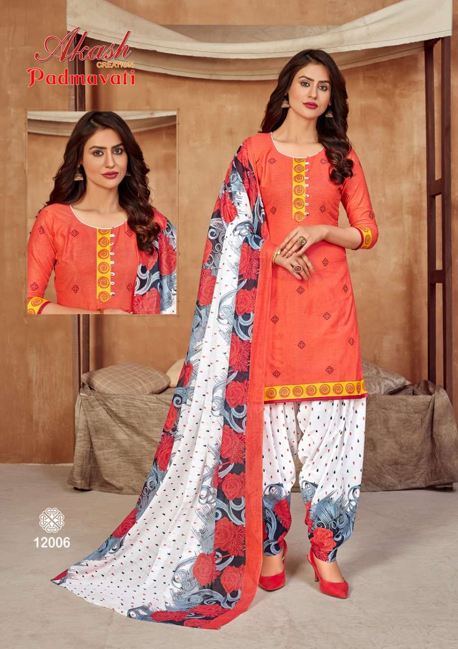 PADMAVATI VOL-12 BY AKASH CREATION 12001 TO 12010 SERIES BEAUTIFUL STYLISH SUITS FANCY COLORFUL CASUAL WEAR & ETHNIC WEAR & READY TO WEAR COTTON PRINTED DRESSES AT WHOLESALE PRICE