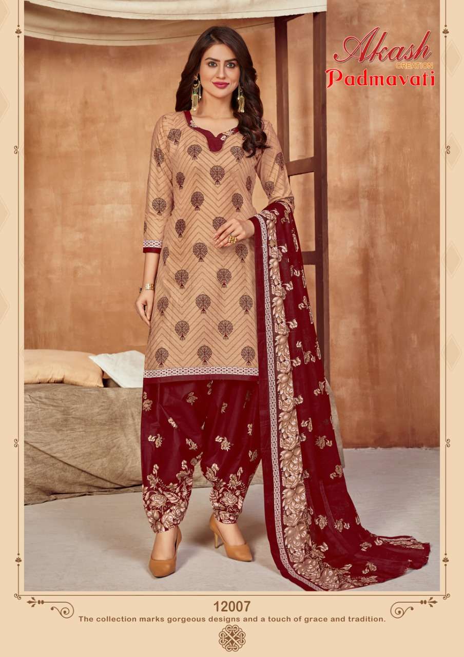 PADMAVATI VOL-12 BY AKASH CREATION 12001 TO 12010 SERIES BEAUTIFUL STYLISH SUITS FANCY COLORFUL CASUAL WEAR & ETHNIC WEAR & READY TO WEAR COTTON PRINTED DRESSES AT WHOLESALE PRICE