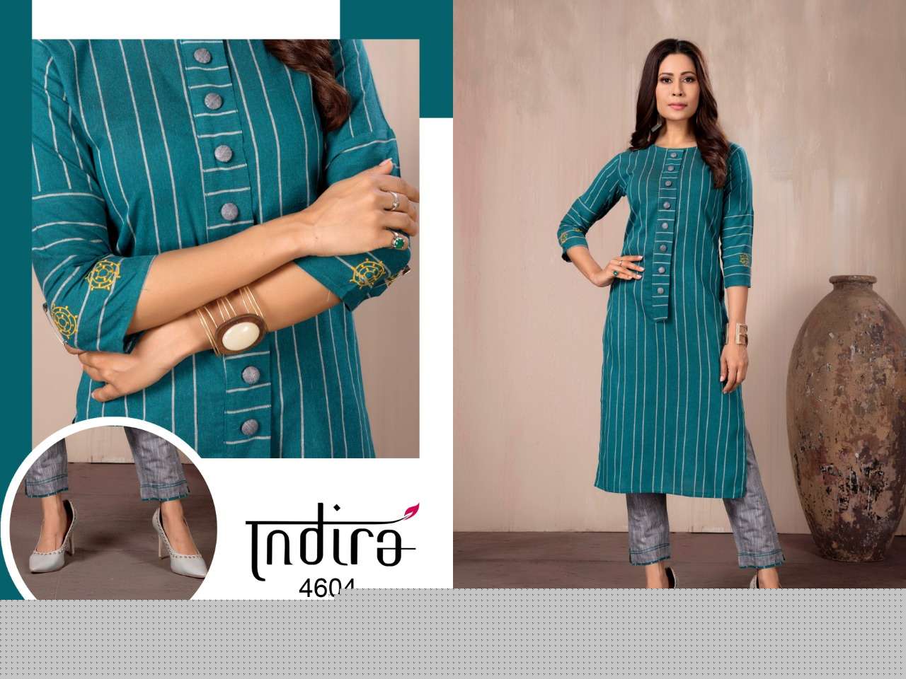 IN LINE BY INDIRA 4601 TO 4606 SERIES DESIGNER STYLISH FANCY COLORFUL BEAUTIFUL PARTY WEAR & ETHNIC WEAR COLLECTION COTTON WEAVED KURTIS WITH BOTTOM AT WHOLESALE PRICE