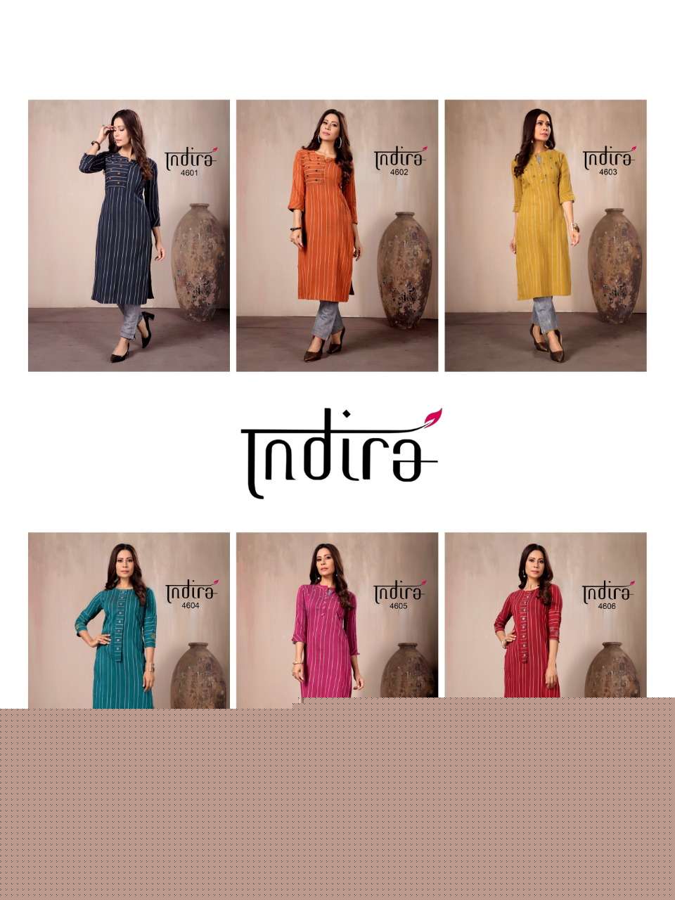 IN LINE BY INDIRA 4601 TO 4606 SERIES DESIGNER STYLISH FANCY COLORFUL BEAUTIFUL PARTY WEAR & ETHNIC WEAR COLLECTION COTTON WEAVED KURTIS WITH BOTTOM AT WHOLESALE PRICE