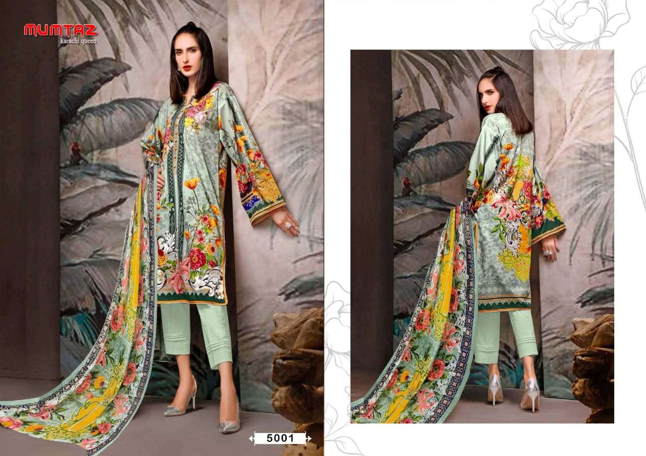 MUMTAZ VOL-5 BY MADHAV FASHION 5001 TO 5010 SERIES INDIAN TRADITIONAL WEAR COLLECTION BEAUTIFUL STYLISH FANCY COLORFUL PARTY WEAR & OCCASIONAL WEAR PURE COTTON PRINT DRESSES AT WHOLESALE PRICE