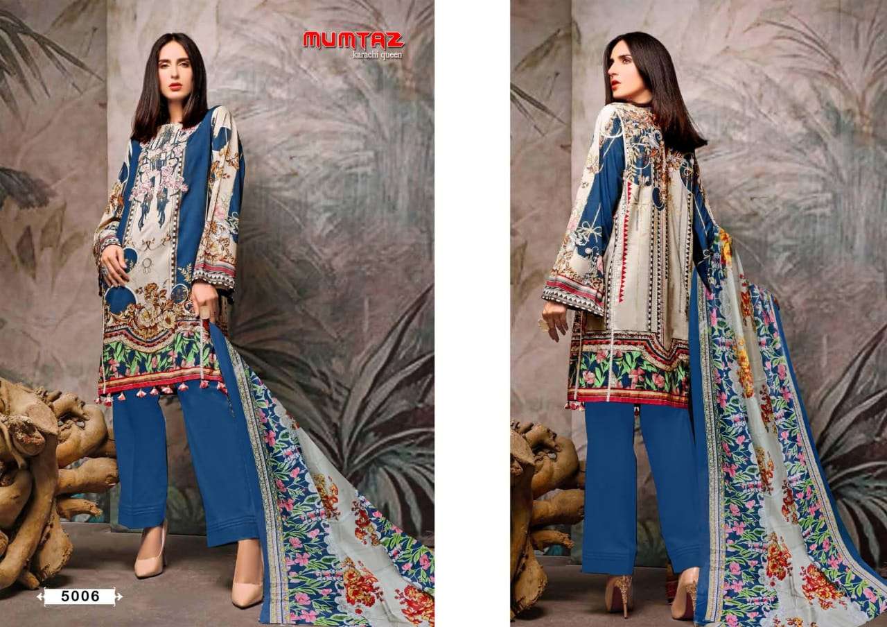 MUMTAZ VOL-5 BY MADHAV FASHION 5001 TO 5010 SERIES INDIAN TRADITIONAL WEAR COLLECTION BEAUTIFUL STYLISH FANCY COLORFUL PARTY WEAR & OCCASIONAL WEAR PURE COTTON PRINT DRESSES AT WHOLESALE PRICE