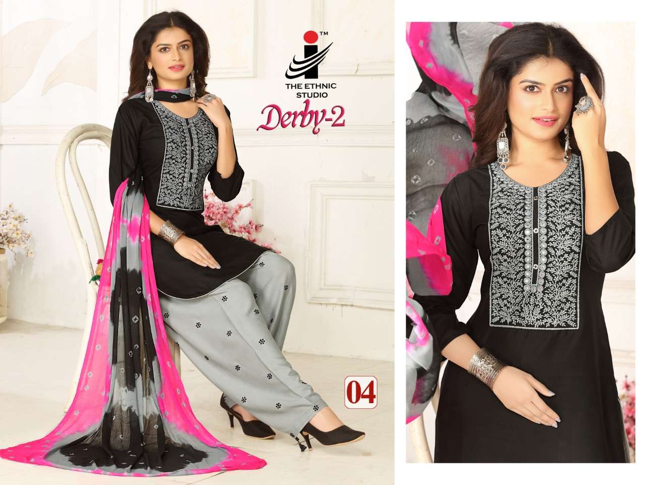 DERBY VOL-2 BY THE ETHNIC STUDIO 01 TO 08 SERIES BEAUTIFUL SUITS COLORFUL STYLISH FANCY CASUAL WEAR & ETHNIC WEAR RAYON WORK DRESSES AT WHOLESALE PRICE