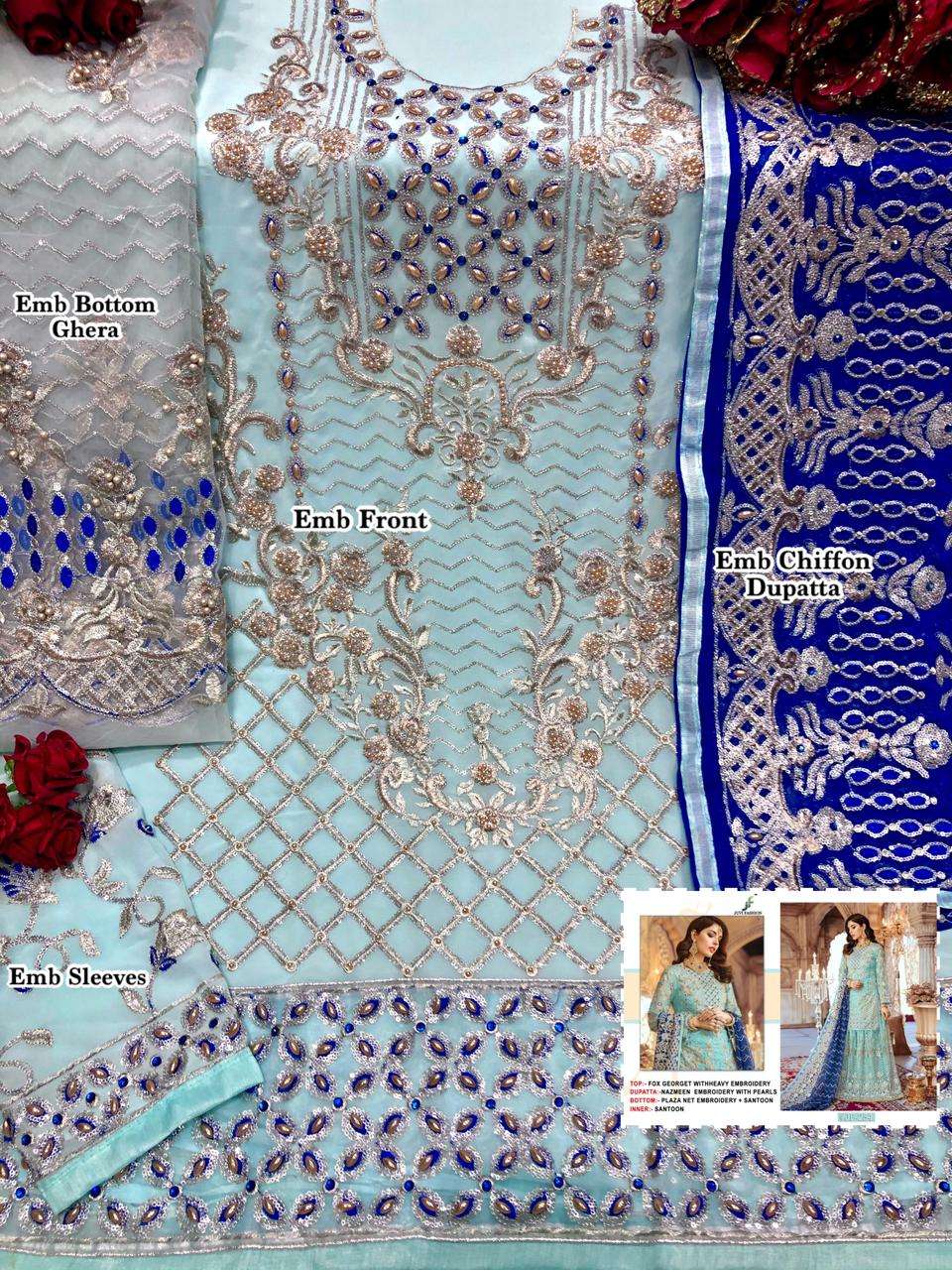 JUVI HIT DESIGNS 253 AND 254 BY JUVI FASHION DESIGNER FESTIVE SUITS COLLECTION BEAUTIFUL STYLISH FANCY COLORFUL PARTY WEAR & OCCASIONAL WEAR HEAVY FAUX GEORGETTE/NET WITH EMBROIDERED DRESSES AT WHOLESALE PRICE