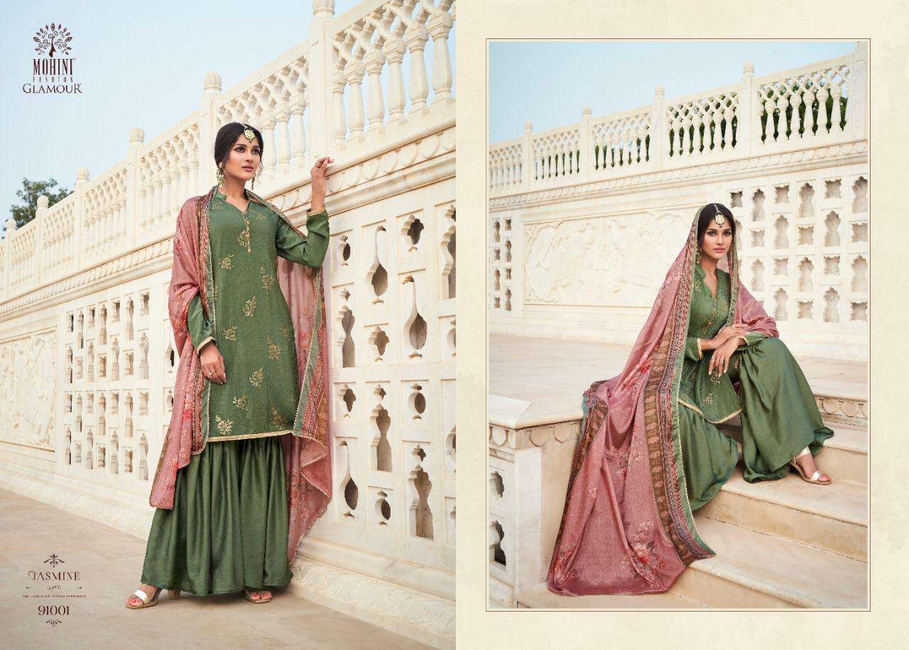 GLAMOUR VOL-91 BY MOHINI FASHION 91001 TO 91006 SERIES DESIGNER FESTIVE SUITS COLLECTION BEAUTIFUL STYLISH FANCY COLORFUL PARTY WEAR & OCCASIONAL WEAR NATURAL CREPE SILK EMBROIDERED DRESSES AT WHOLESALE PRICE