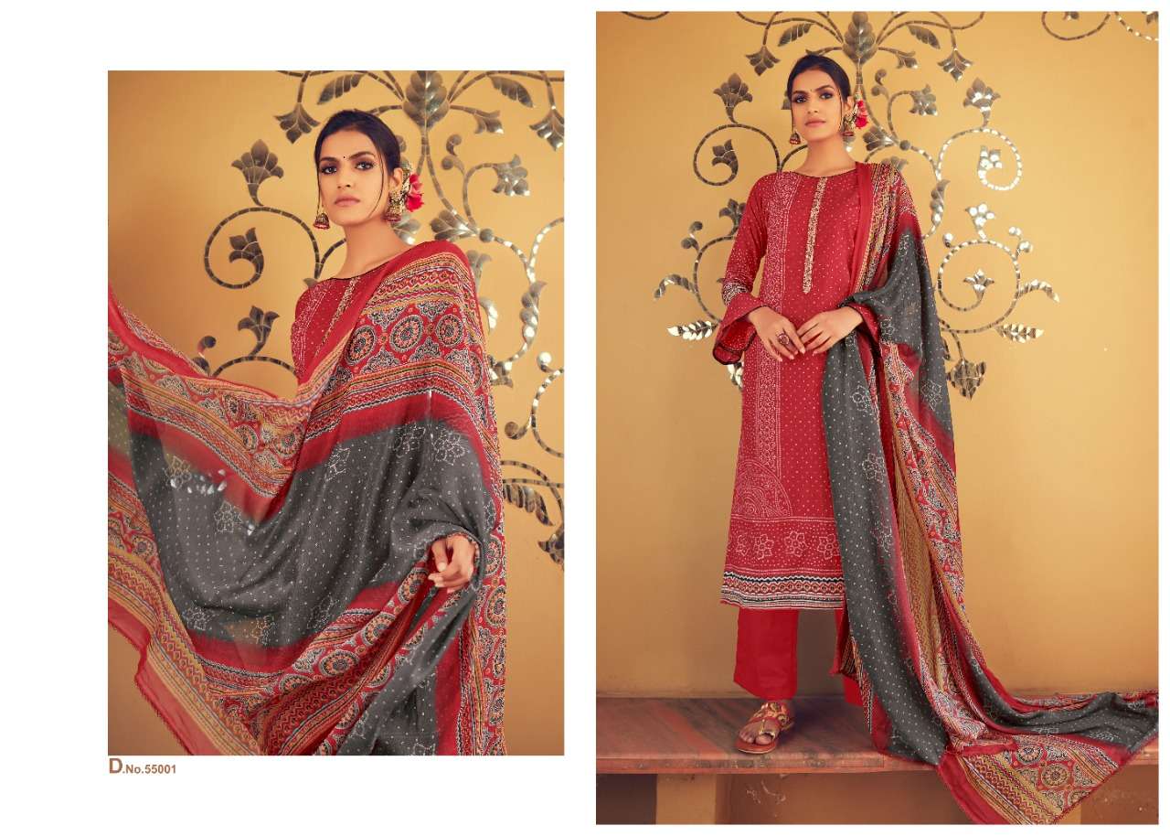 SABRANG BY ANKIT TEXTILE 55001 TO 55008 SERIES BEAUTIFUL SUITS COLORFUL STYLISH FANCY CASUAL WEAR & ETHNIC WEAR HEAVY LAWN COTTON DIGITAL PRINT WITH EMBROIDERY DRESSES AT WHOLESALE PRICE