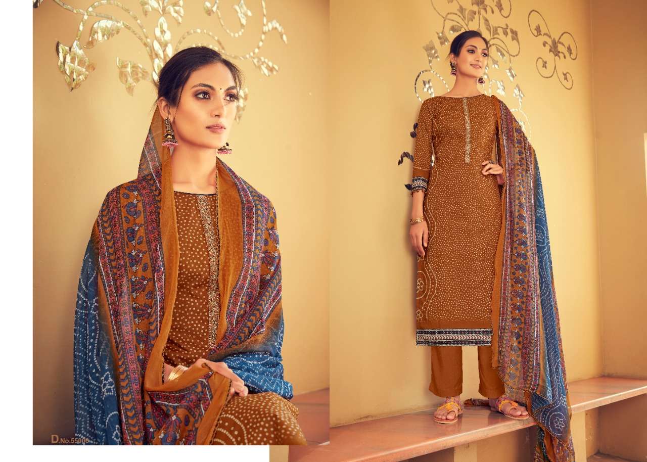 SABRANG BY ANKIT TEXTILE 55001 TO 55008 SERIES BEAUTIFUL SUITS COLORFUL STYLISH FANCY CASUAL WEAR & ETHNIC WEAR HEAVY LAWN COTTON DIGITAL PRINT WITH EMBROIDERY DRESSES AT WHOLESALE PRICE