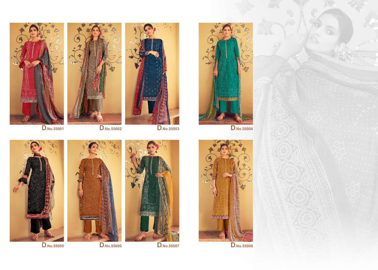 SABRANG BY ANKIT TEXTILE 55001 TO 55008 SERIES BEAUTIFUL SUITS COLORFUL STYLISH FANCY CASUAL WEAR & ETHNIC WEAR HEAVY LAWN COTTON DIGITAL PRINT WITH EMBROIDERY DRESSES AT WHOLESALE PRICE