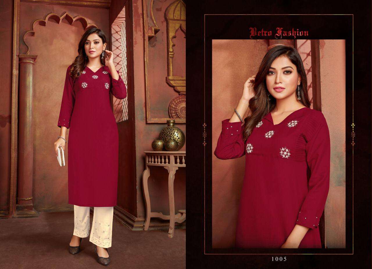 AMAYA VOL-2 BY SELESTA 1001 TO 1006 SERIES DESIGNER STYLISH FANCY COLORFUL BEAUTIFUL PARTY WEAR & ETHNIC WEAR COLLECTION OM SLUB HANDWORK KURTIS WITH BOTTOM AT WHOLESALE PRICE