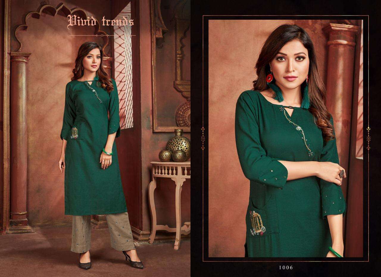 AMAYA VOL-2 BY SELESTA 1001 TO 1006 SERIES DESIGNER STYLISH FANCY COLORFUL BEAUTIFUL PARTY WEAR & ETHNIC WEAR COLLECTION OM SLUB HANDWORK KURTIS WITH BOTTOM AT WHOLESALE PRICE