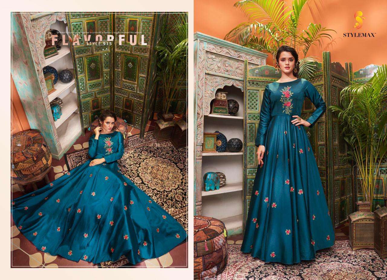 SAPPHIRA BY STYLEMAX 911 TO 915 SERIES BEAUTIFUL STYLISH FANCY COLORFUL CASUAL WEAR & ETHNIC WEAR & READY TO WEAR HEAVY COTTON MUSLIN EMBROIDERED GOWNS AT WHOLESALE PRICE