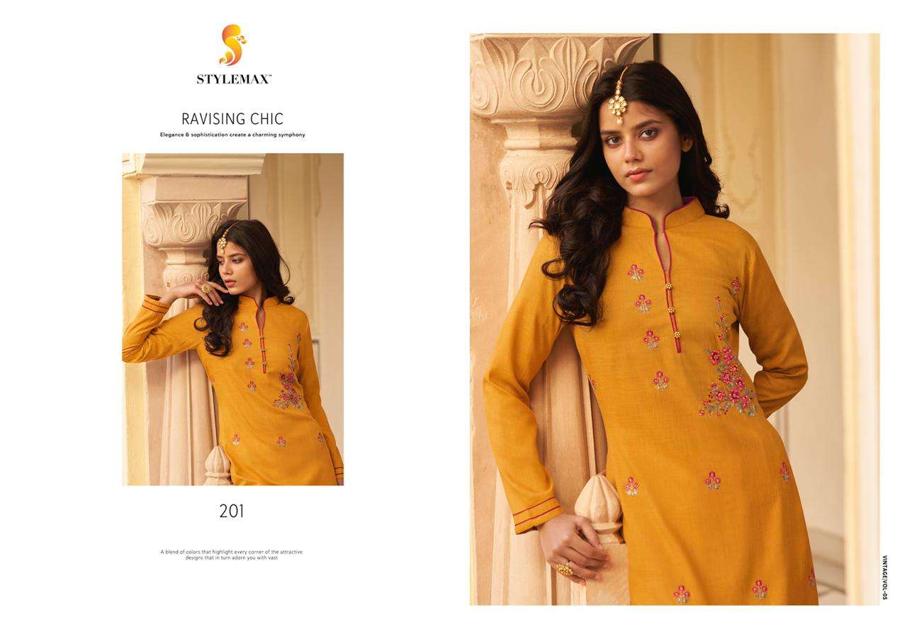 VINTAGE VOL-5 NX BY STYLEMAX BEAUTIFUL STYLISH FANCY COLORFUL CASUAL WEAR & ETHNIC WEAR & READY TO WEAR TWO TONE SILK KURTIS WITH BOTTOM AT WHOLESALE PRICE
