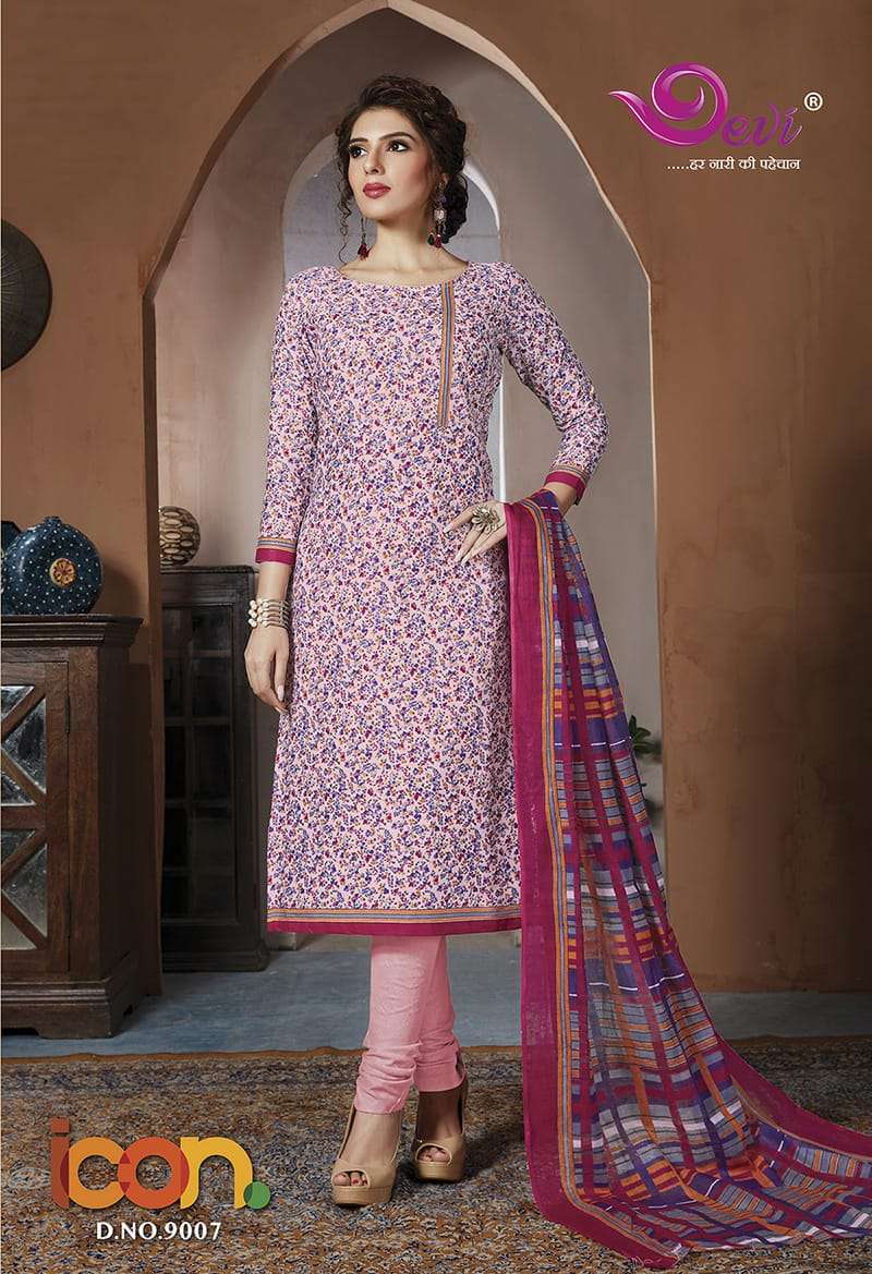 ICON VOL-9 BY DEVI 9001 TO 9012 SERIES INDIAN DESIGNER TRADITIONAL WEAR COLLECTION BEAUTIFUL STYLISH FANCY COLORFUL PARTY WEAR & OCCASIONAL WEAR COTTON DRESSES AT WHOLESALE PRICE