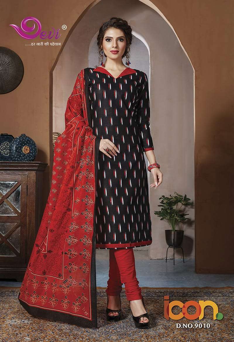 ICON VOL-9 BY DEVI 9001 TO 9012 SERIES INDIAN DESIGNER TRADITIONAL WEAR COLLECTION BEAUTIFUL STYLISH FANCY COLORFUL PARTY WEAR & OCCASIONAL WEAR COTTON DRESSES AT WHOLESALE PRICE