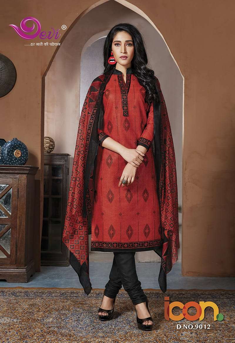 ICON VOL-9 BY DEVI 9001 TO 9012 SERIES INDIAN DESIGNER TRADITIONAL WEAR COLLECTION BEAUTIFUL STYLISH FANCY COLORFUL PARTY WEAR & OCCASIONAL WEAR COTTON DRESSES AT WHOLESALE PRICE