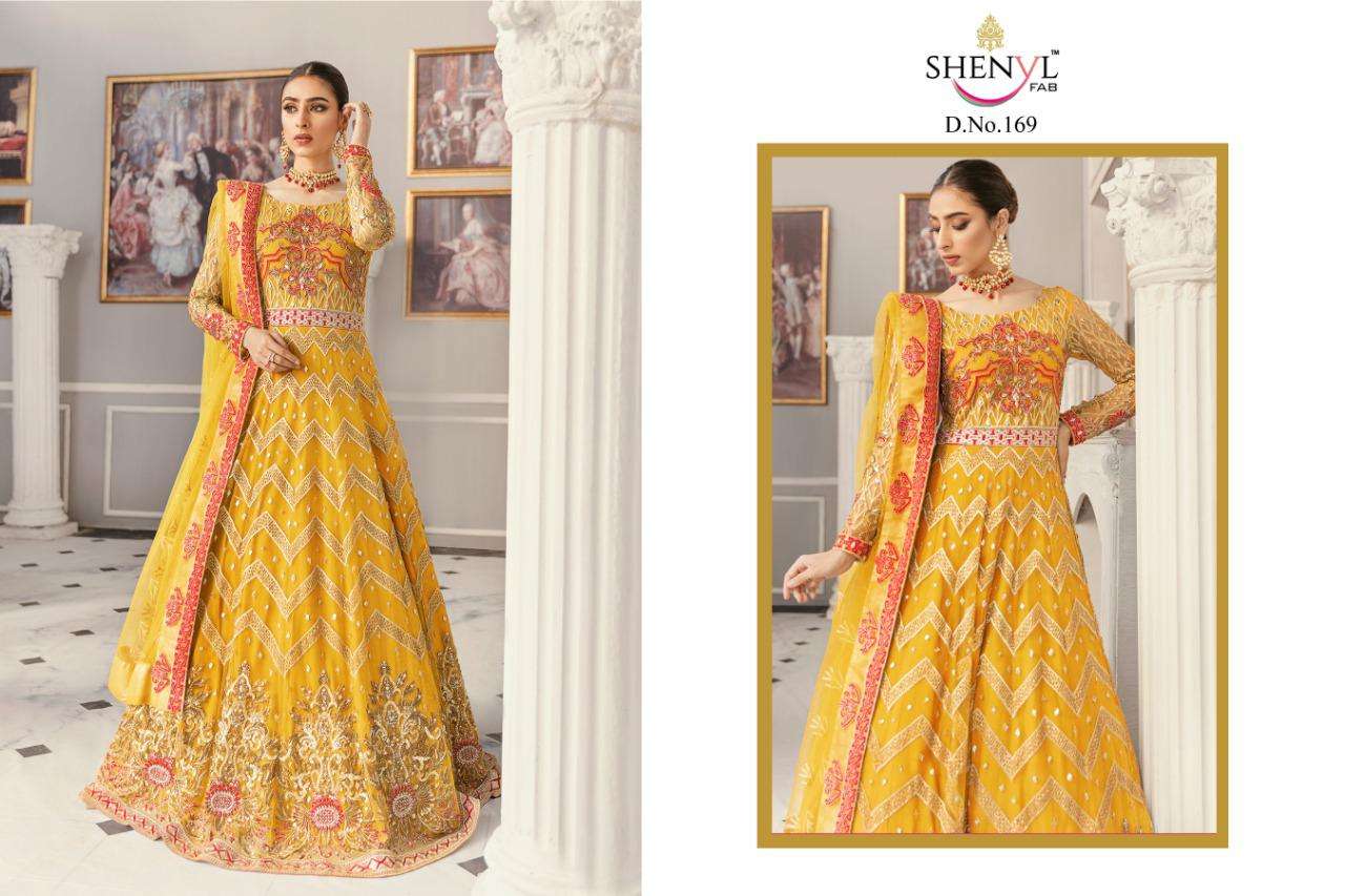 GULBANO VOL-2 BY SHENYL FAB PAKISTANI STYLISH BEAUTIFUL COLOURFUL PRINTED & EMBROIDERED PARTY WEAR & OCCASIONAL WEAR BUTTERFLY NET EMBROIDERED DRESSES AT WHOLESALE PRICE