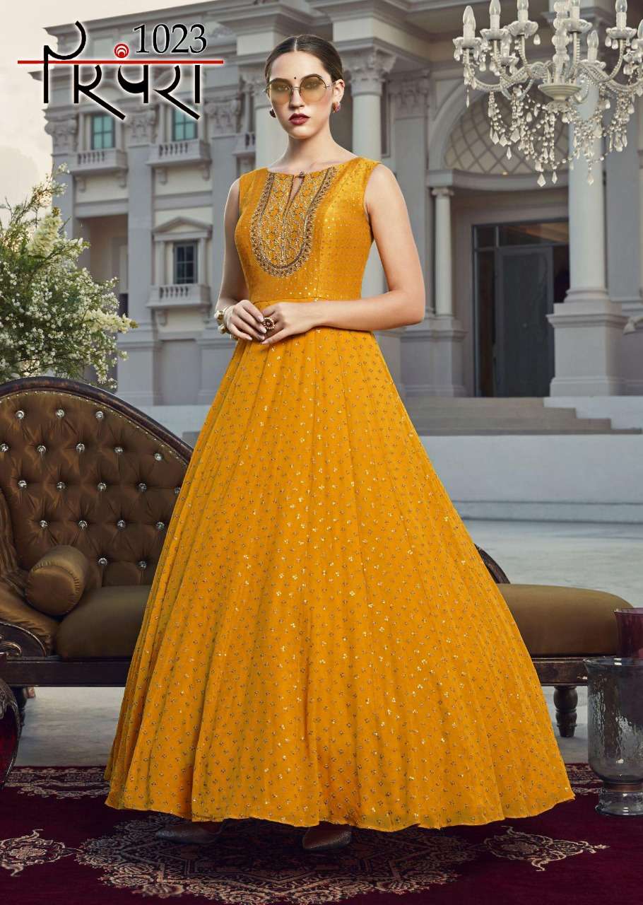 PARAMPRA VOL-5 BY PARAMPRA 1021 TO 1024 SERIES DESIGNER STYLISH FANCY COLORFUL BEAUTIFUL PARTY WEAR & ETHNIC WEAR COLLECTION GEORGETTE/SILK DRESSES AT WHOLESALE PRICE
