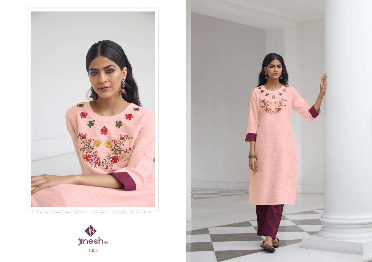 WILSON BY JINESH NX 1001 TO 1006 SERIES DESIGNER STYLISH FANCY COLORFUL BEAUTIFUL PARTY WEAR & ETHNIC WEAR COLLECTION COTTON STRIP KURTIS WITH BOTTOM AT WHOLESALE PRICE