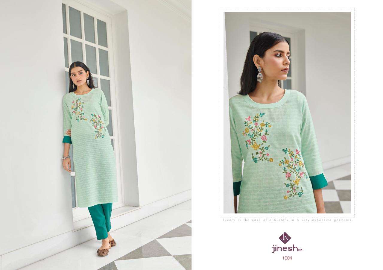 WILSON BY JINESH NX 1001 TO 1006 SERIES DESIGNER STYLISH FANCY COLORFUL BEAUTIFUL PARTY WEAR & ETHNIC WEAR COLLECTION COTTON STRIP KURTIS WITH BOTTOM AT WHOLESALE PRICE