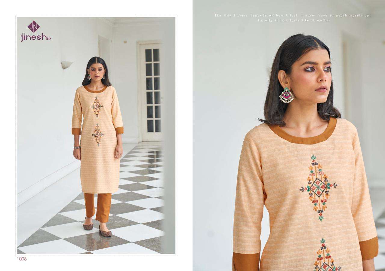 WILSON BY JINESH NX 1001 TO 1006 SERIES DESIGNER STYLISH FANCY COLORFUL BEAUTIFUL PARTY WEAR & ETHNIC WEAR COLLECTION COTTON STRIP KURTIS WITH BOTTOM AT WHOLESALE PRICE
