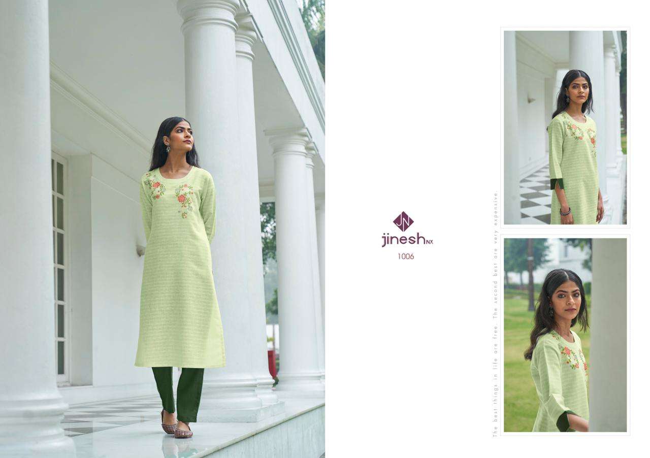 WILSON BY JINESH NX 1001 TO 1006 SERIES DESIGNER STYLISH FANCY COLORFUL BEAUTIFUL PARTY WEAR & ETHNIC WEAR COLLECTION COTTON STRIP KURTIS WITH BOTTOM AT WHOLESALE PRICE
