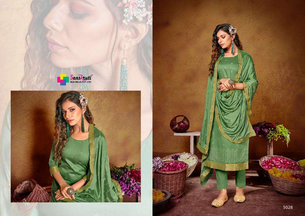 KHUSHNUMA BY SANSKRUTI SILK MILLS 5024 TO 5029 SERIES BEAUTIFUL SUITS COLORFUL STYLISH FANCY CASUAL WEAR & ETHNIC WEAR PURE JAM SILK WORK DRESSES AT WHOLESALE PRICE