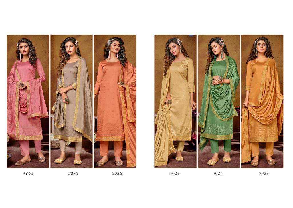 KHUSHNUMA BY SANSKRUTI SILK MILLS 5024 TO 5029 SERIES BEAUTIFUL SUITS COLORFUL STYLISH FANCY CASUAL WEAR & ETHNIC WEAR PURE JAM SILK WORK DRESSES AT WHOLESALE PRICE