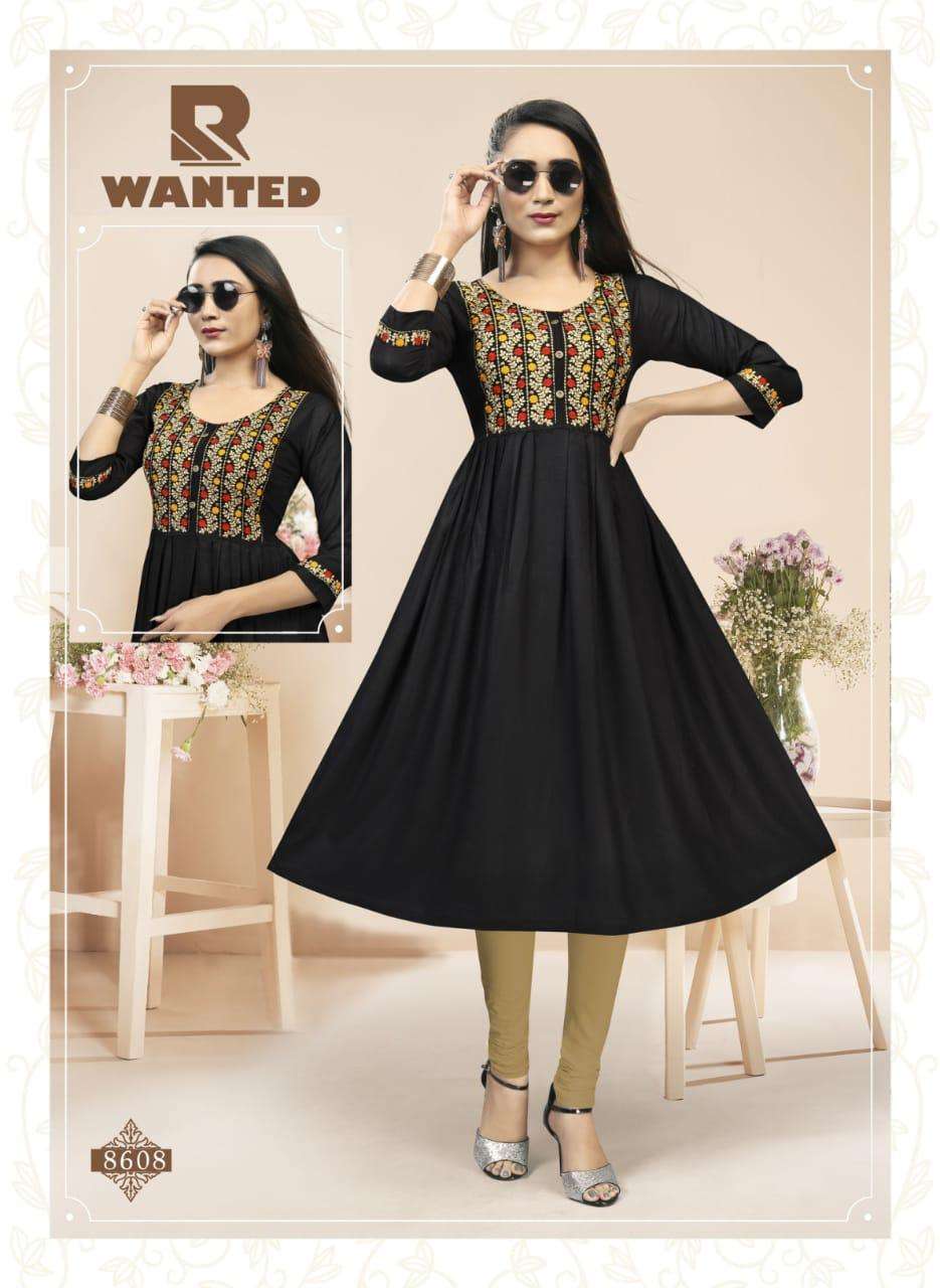 WANTED BY RAASHI 8601 TO 8608 SERIES DESIGNER STYLISH FANCY COLORFUL BEAUTIFUL PARTY WEAR & ETHNIC WEAR COLLECTION HEAVY RAYON SLUB KURTIS AT WHOLESALE PRICE