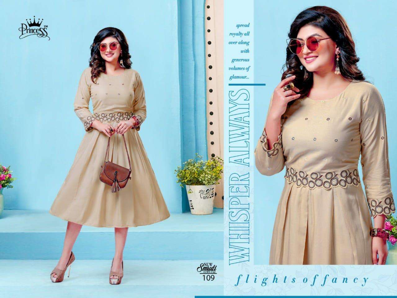 SMRUTI BY PRINCESS 101 TO 111 SERIES DESIGNER STYLISH FANCY COLORFUL BEAUTIFUL PARTY WEAR & ETHNIC WEAR COLLECTION RAYON PLAIN KURTIS AT WHOLESALE PRICE