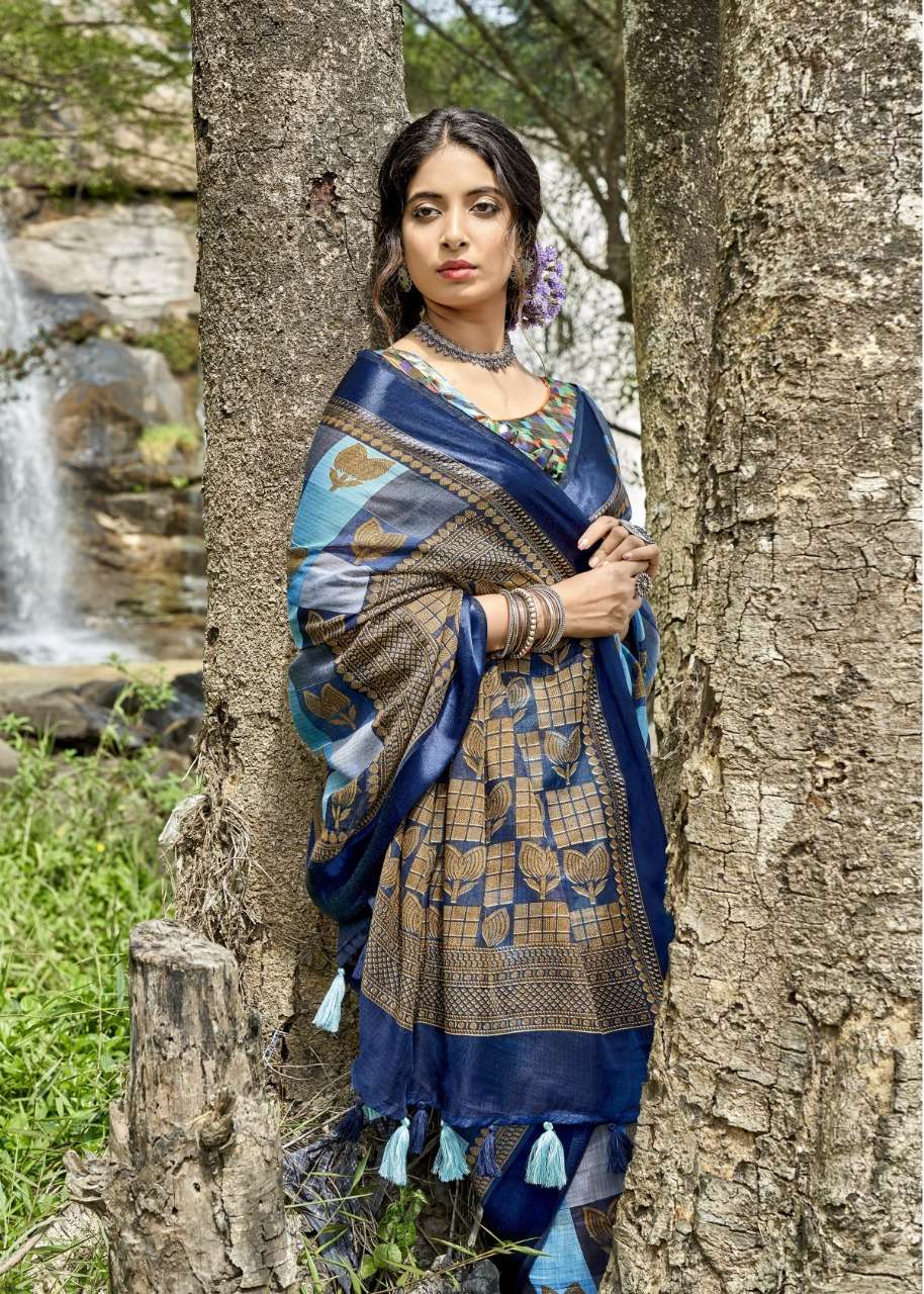 PANCHEE BY TRIVENI 11371 TO 11378 SERIES INDIAN TRADITIONAL WEAR COLLECTION BEAUTIFUL STYLISH FANCY COLORFUL PARTY WEAR & OCCASIONAL WEAR LINEN COTTON PRINT SAREES AT WHOLESALE PRICE