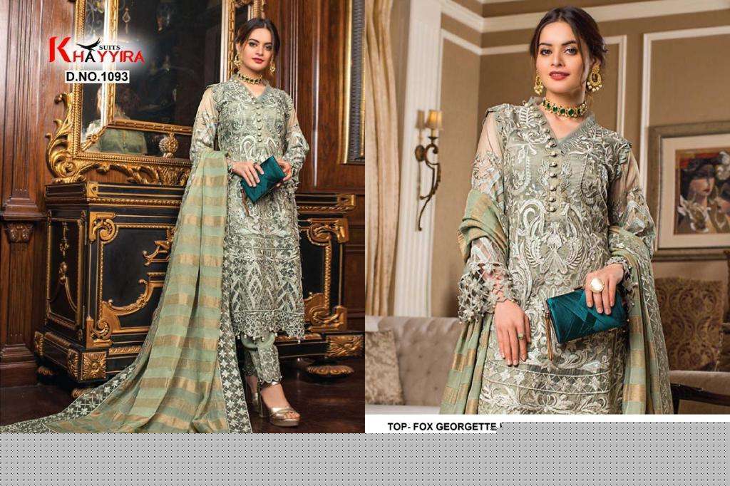 ALZOHAIB VOL-1 BY KHAYYIRA 1091 TO 1094 SERIES BEAUTIFUL SUITS STYLISH COLORFUL FANCY CASUAL WEAR & ETHNIC WEAR FAUX GEORGETTE EMBROIDERED DRESSES AT WHOLESALE PRICE