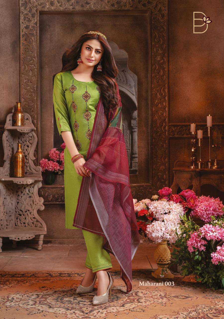 MAHARANI BY BENBAA 001 TO 008 SERIES BEAUTIFUL SUITS COLORFUL STYLISH FANCY CASUAL WEAR & ETHNIC WEAR CHANDERI SILK WITH THREAD WORK DRESSES AT WHOLESALE PRICE