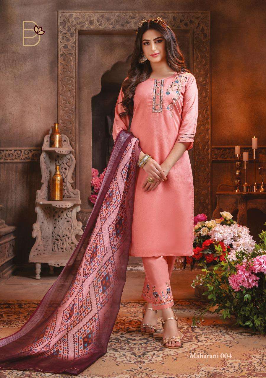MAHARANI BY BENBAA 001 TO 008 SERIES BEAUTIFUL SUITS COLORFUL STYLISH FANCY CASUAL WEAR & ETHNIC WEAR CHANDERI SILK WITH THREAD WORK DRESSES AT WHOLESALE PRICE