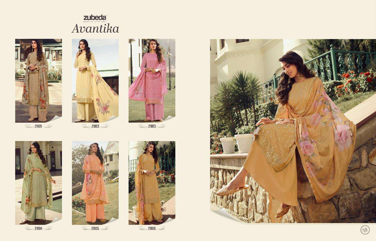 AVANTIKA VOL-2 BY ZUBEDA 21801 TO 21806 SERIES DESIGNER SUITS COLLECTION BEAUTIFUL STYLISH FANCY COLORFUL PARTY WEAR & OCCASIONAL WEAR REAL GEORGETTE EMBROIDERED DRESSES AT WHOLESALE PRICE