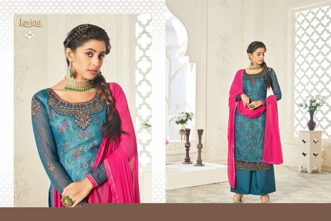 LAVINA VOL-10 NX BY LAVINA 1001 TO 1007 SERIES BEAUTIFUL SUITS STYLISH FANCY COLORFUL CASUAL WEAR & ETHNIC WEAR GEORGETTE WITH EMBROIDERY DRESSES AT WHOLESALE PRICE