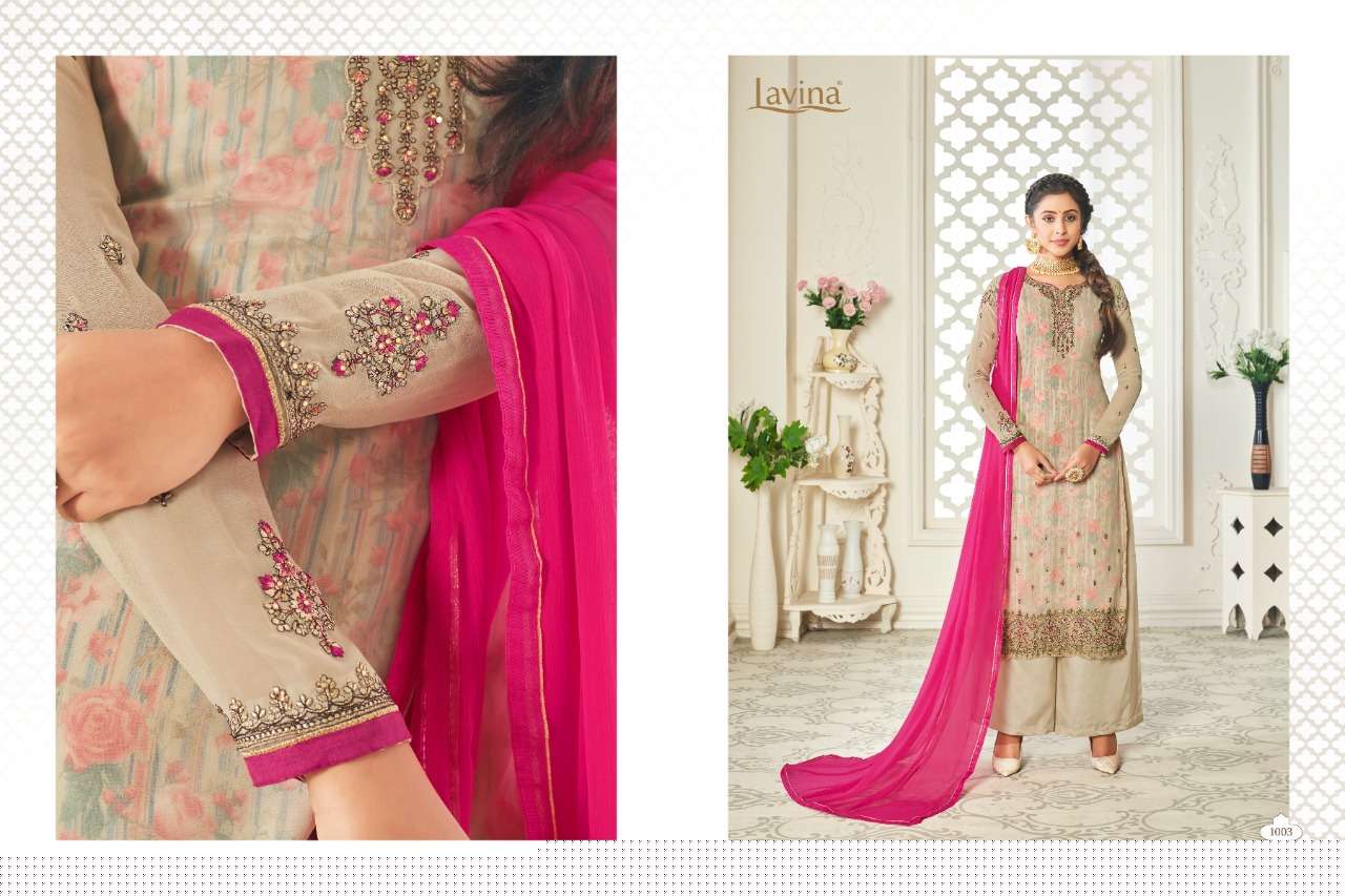 LAVINA VOL-10 NX BY LAVINA 1001 TO 1007 SERIES BEAUTIFUL SUITS STYLISH FANCY COLORFUL CASUAL WEAR & ETHNIC WEAR GEORGETTE WITH EMBROIDERY DRESSES AT WHOLESALE PRICE