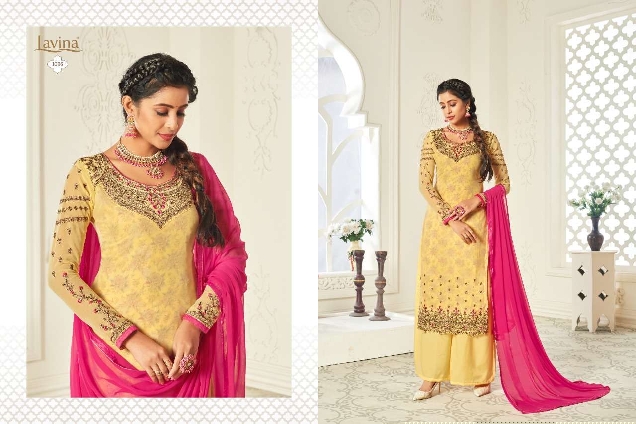 LAVINA VOL-10 NX BY LAVINA 1001 TO 1007 SERIES BEAUTIFUL SUITS STYLISH FANCY COLORFUL CASUAL WEAR & ETHNIC WEAR GEORGETTE WITH EMBROIDERY DRESSES AT WHOLESALE PRICE