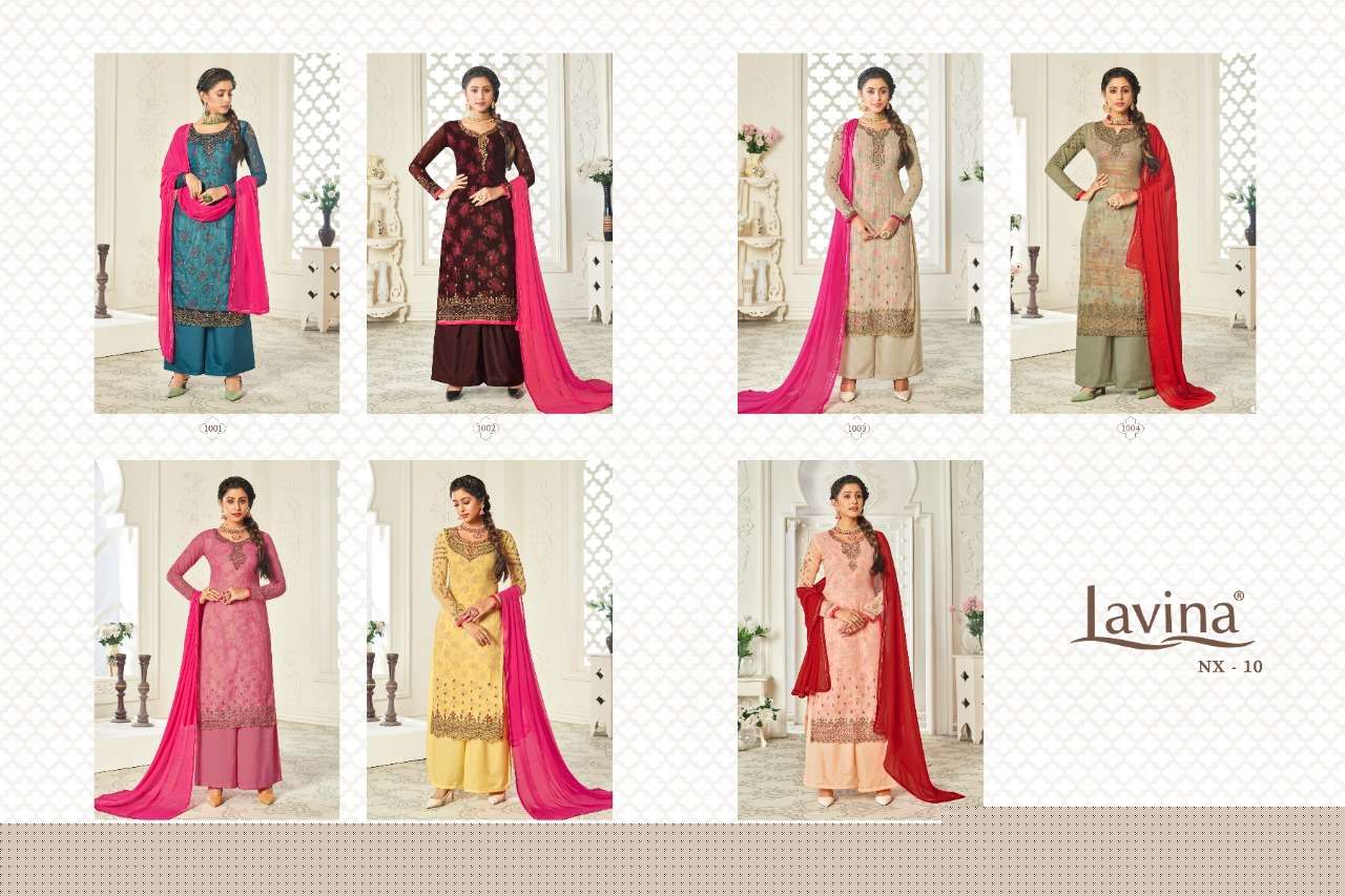 LAVINA VOL-10 NX BY LAVINA 1001 TO 1007 SERIES BEAUTIFUL SUITS STYLISH FANCY COLORFUL CASUAL WEAR & ETHNIC WEAR GEORGETTE WITH EMBROIDERY DRESSES AT WHOLESALE PRICE
