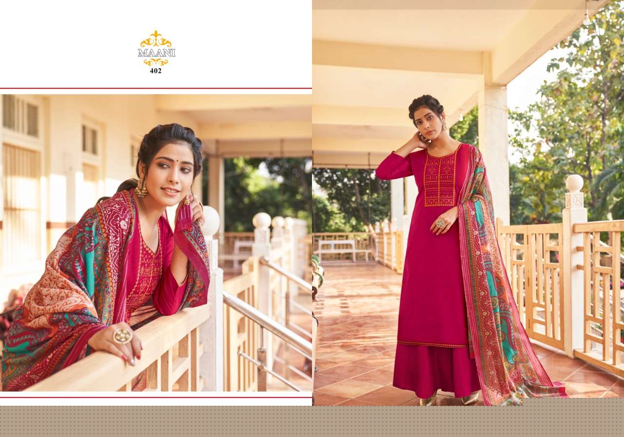 MAANI VOL-4 BY LAVINA 401 TO 406 SERIES BEAUTIFUL SUITS STYLISH FANCY COLORFUL PARTY WEAR & OCCASIONAL WEAR PURE COTTON EMBROIDERED DRESSES AT WHOLESALE PRICE
