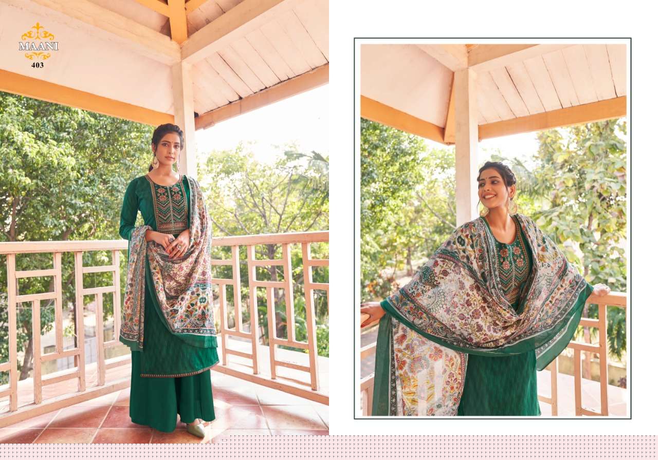 MAANI VOL-4 BY LAVINA 401 TO 406 SERIES BEAUTIFUL SUITS STYLISH FANCY COLORFUL PARTY WEAR & OCCASIONAL WEAR PURE COTTON EMBROIDERED DRESSES AT WHOLESALE PRICE