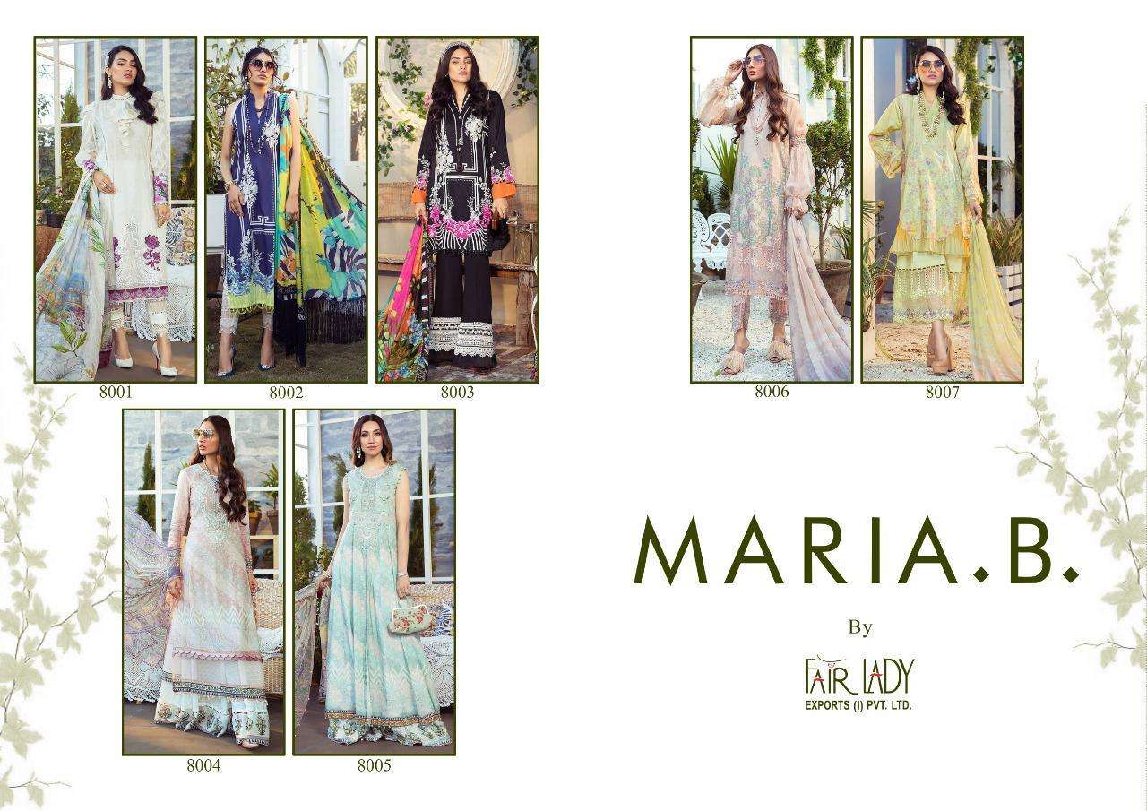 MARIA.B. BY FAIR LADY 8001 TO 8007 SERIES DESIGNER FESTIVE PAKISTANI SUITS COLLECTION BEAUTIFUL STYLISH FANCY COLORFUL PARTY WEAR & OCCASIONAL WEAR PURE JAM SATIN DIGITAL PRINT WITH EMBROIDERED DRESSES AT WHOLESALE PRICE