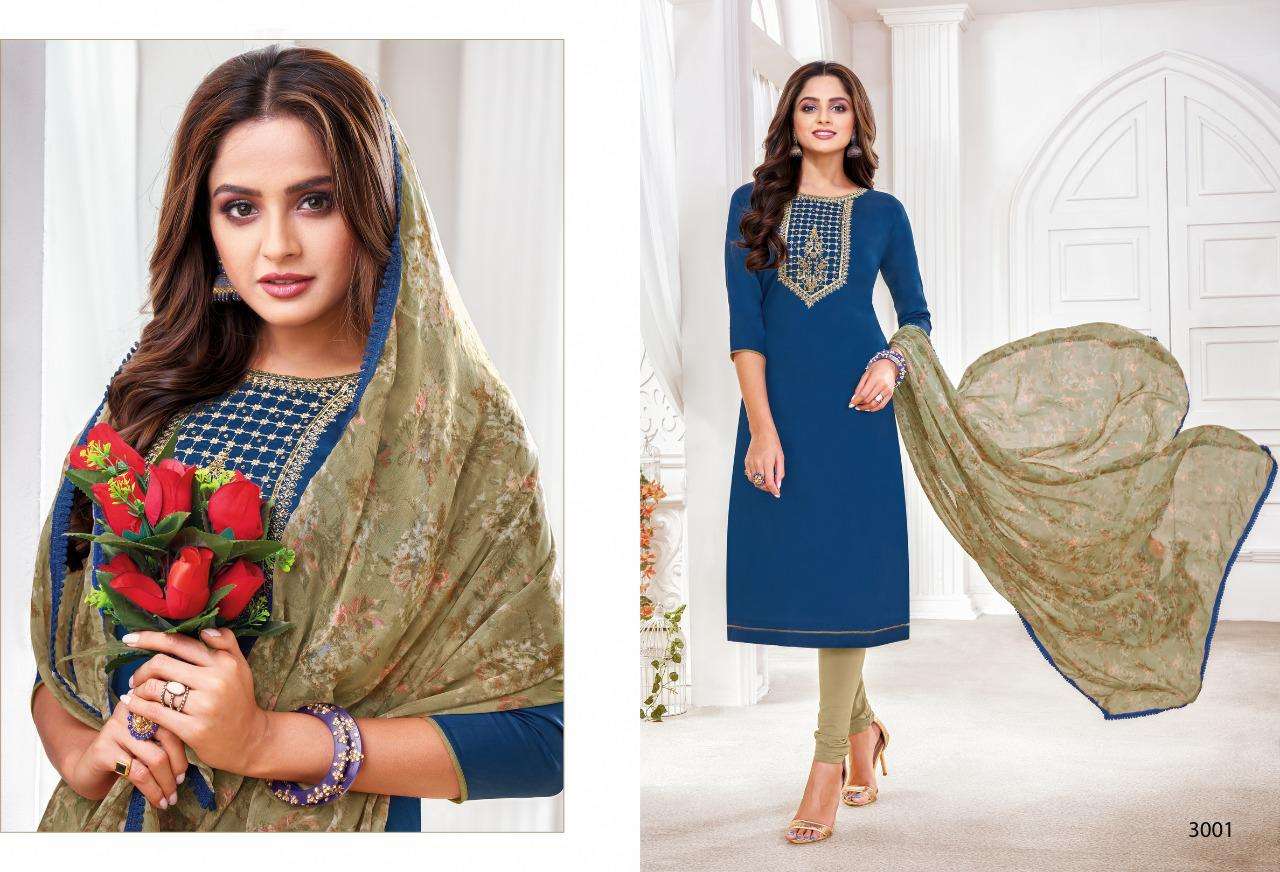 SUGAR N SPICE VOL-3 BY SHAGUN LIFESTYLE 3001 TO 3012 SERIES BEAUTIFUL SUITS COLORFUL STYLISH FANCY CASUAL WEAR & ETHNIC WEAR CHANDERI COTTON DRESSES AT WHOLESALE PRICE