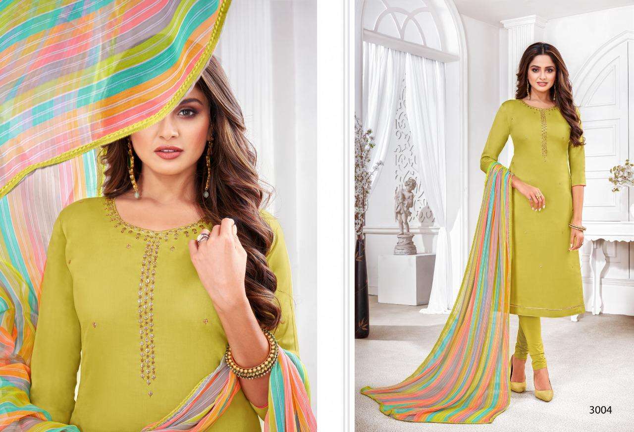 SUGAR N SPICE VOL-3 BY SHAGUN LIFESTYLE 3001 TO 3012 SERIES BEAUTIFUL SUITS COLORFUL STYLISH FANCY CASUAL WEAR & ETHNIC WEAR CHANDERI COTTON DRESSES AT WHOLESALE PRICE