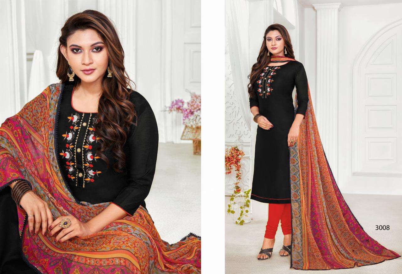 SUGAR N SPICE VOL-3 BY SHAGUN LIFESTYLE 3001 TO 3012 SERIES BEAUTIFUL SUITS COLORFUL STYLISH FANCY CASUAL WEAR & ETHNIC WEAR CHANDERI COTTON DRESSES AT WHOLESALE PRICE