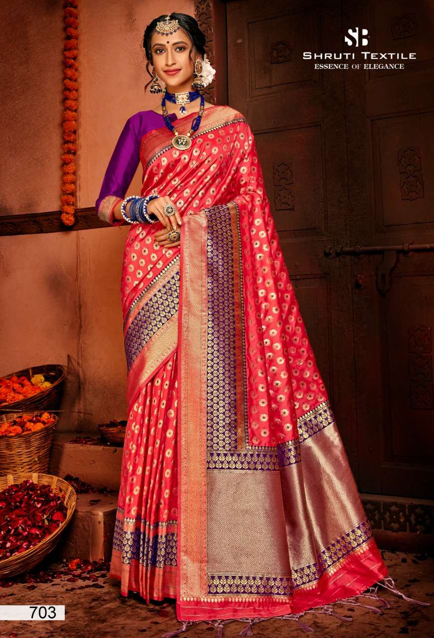 SHRUTI 700 SERIES BY SHRUTI 701 TO 712 SERIES INDIAN TRADITIONAL WEAR COLLECTION BEAUTIFUL STYLISH FANCY COLORFUL PARTY WEAR & OCCASIONAL WEAR SOFT SILK SAREES AT WHOLESALE PRICE