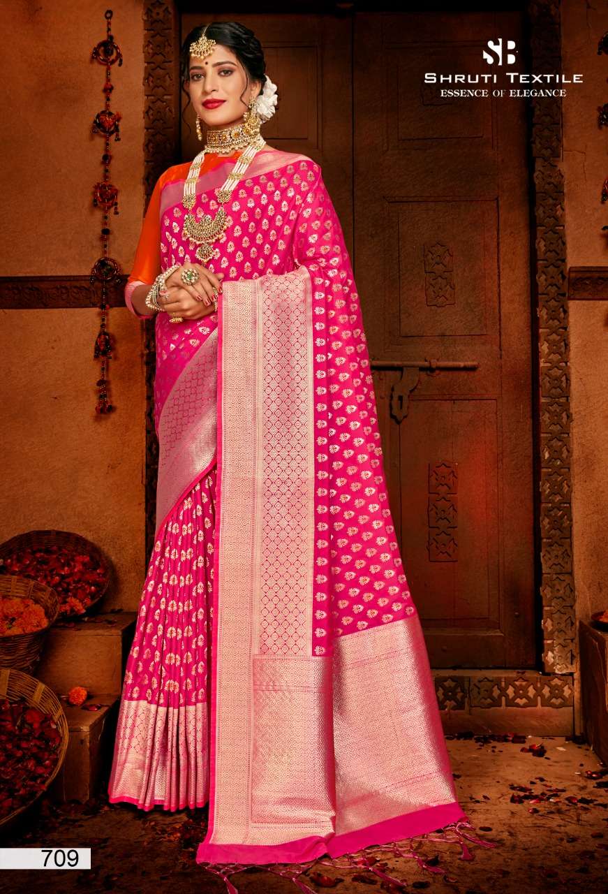 SHRUTI 700 SERIES BY SHRUTI 701 TO 712 SERIES INDIAN TRADITIONAL WEAR COLLECTION BEAUTIFUL STYLISH FANCY COLORFUL PARTY WEAR & OCCASIONAL WEAR SOFT SILK SAREES AT WHOLESALE PRICE