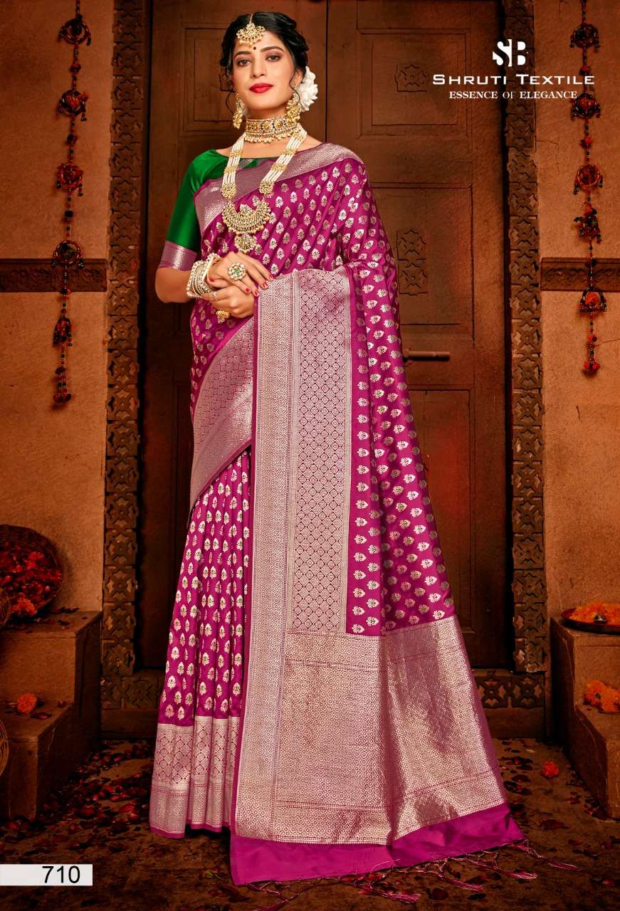 SHRUTI 700 SERIES BY SHRUTI 701 TO 712 SERIES INDIAN TRADITIONAL WEAR COLLECTION BEAUTIFUL STYLISH FANCY COLORFUL PARTY WEAR & OCCASIONAL WEAR SOFT SILK SAREES AT WHOLESALE PRICE